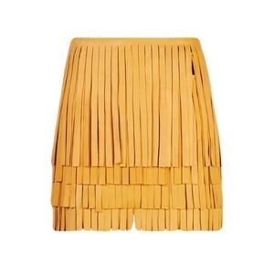 RTA Yellow Leather "Marcella" Fringe A Line Mini Skirt NWT SZ 0 $995 FARFETCH